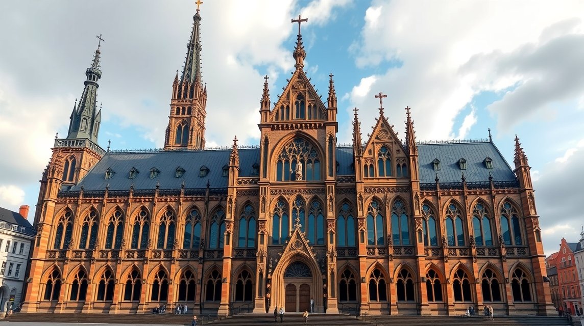 Lübeck látnivalók - A Lübecki Dóm 1 A Lübecki Dóm gótikus építészete és monumentális tornyai.