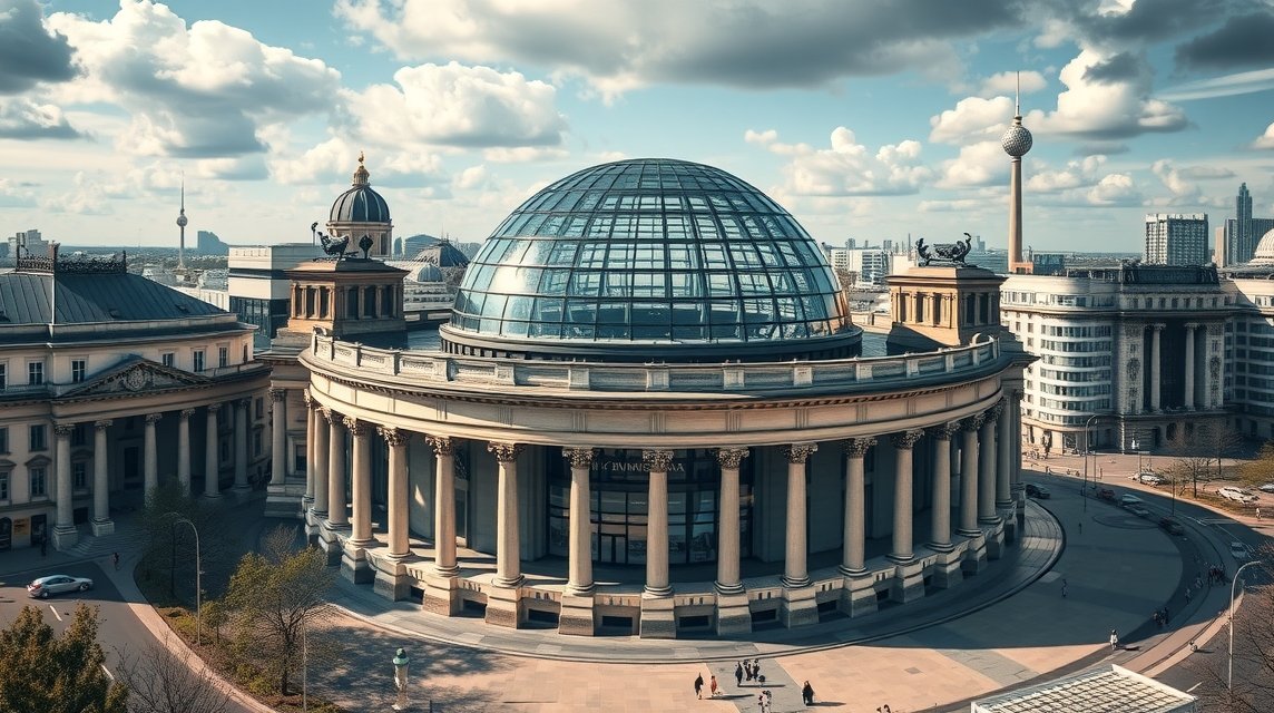 Berlin látnivalók - A Reichstag üvegkupolája és a kormányzati negyed 1 A Reichstag üvegkupolája Berlinban, modern építészeti csoda.