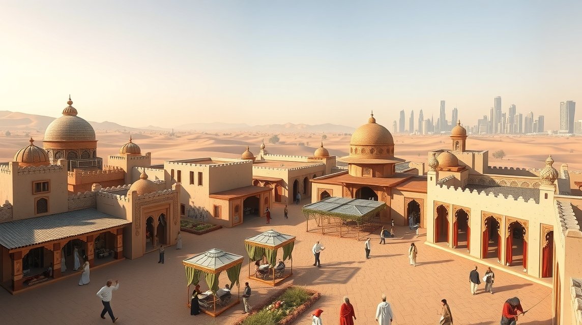 Abu Dhabi Heritage Village skanzen hagyományos emírségi épületek.