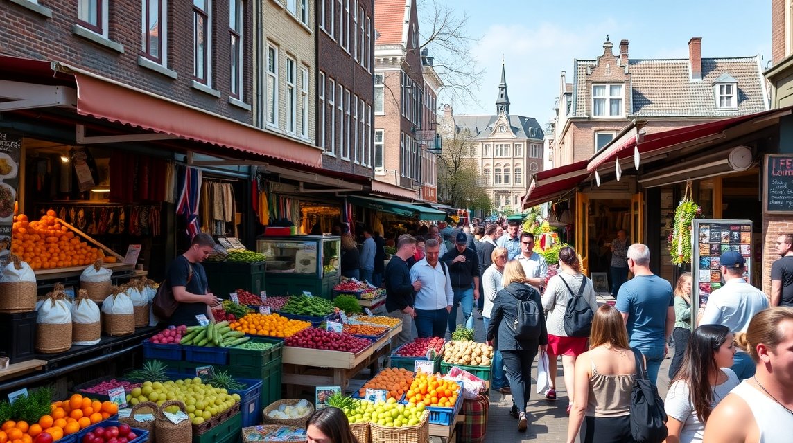 Albert Cuyp piac Amszterdamban - friss zöldségek és gyümölcsök