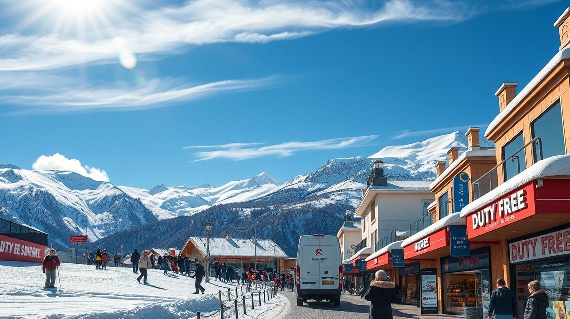 Síelés Andorrában, napsütés és vásárlás a hóban.