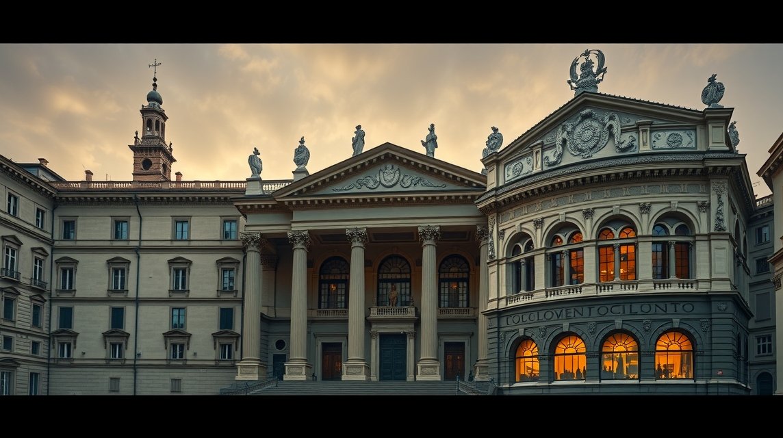 A Bologna Archiginnasio és a barokk Teatro Anatomico épületének részlete.