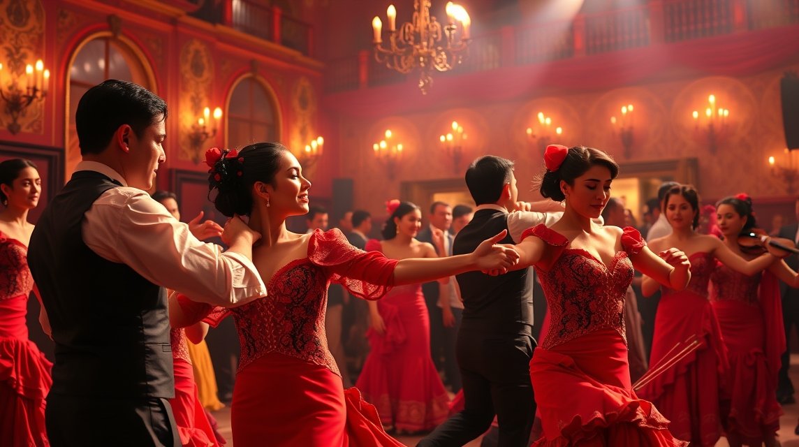 Flamenco táncosok előadás közben Sevilla szívében.