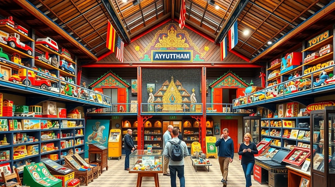 A Million Toy Museum belső területe Ayutthayában számos játékkal.
