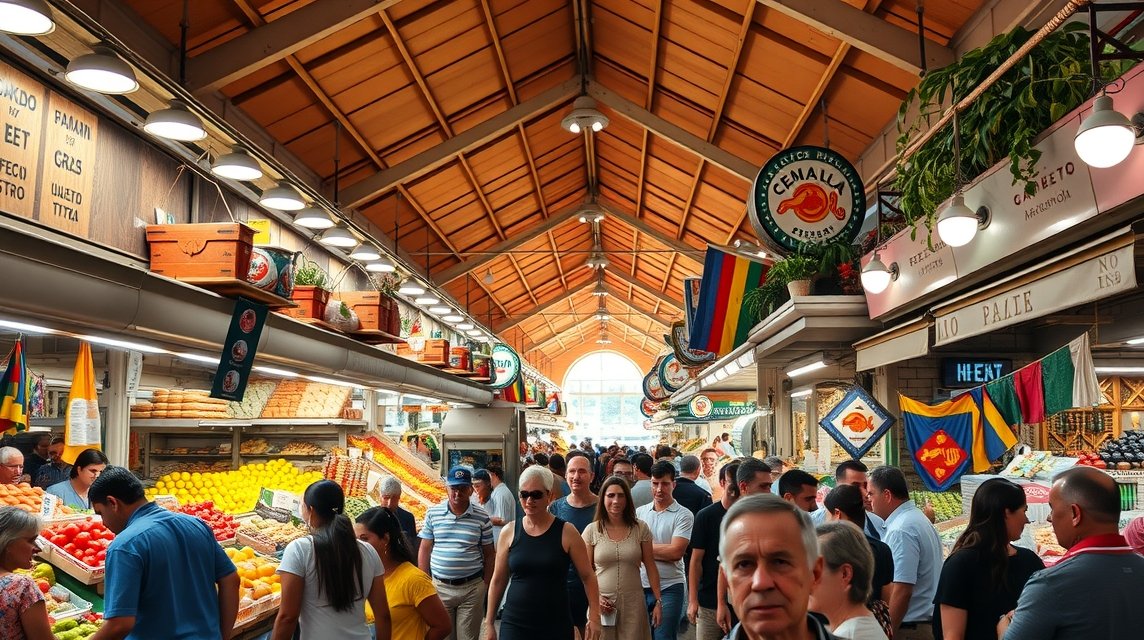 A Ballarò piac nyüzsgő forgataga Palermo szívében.