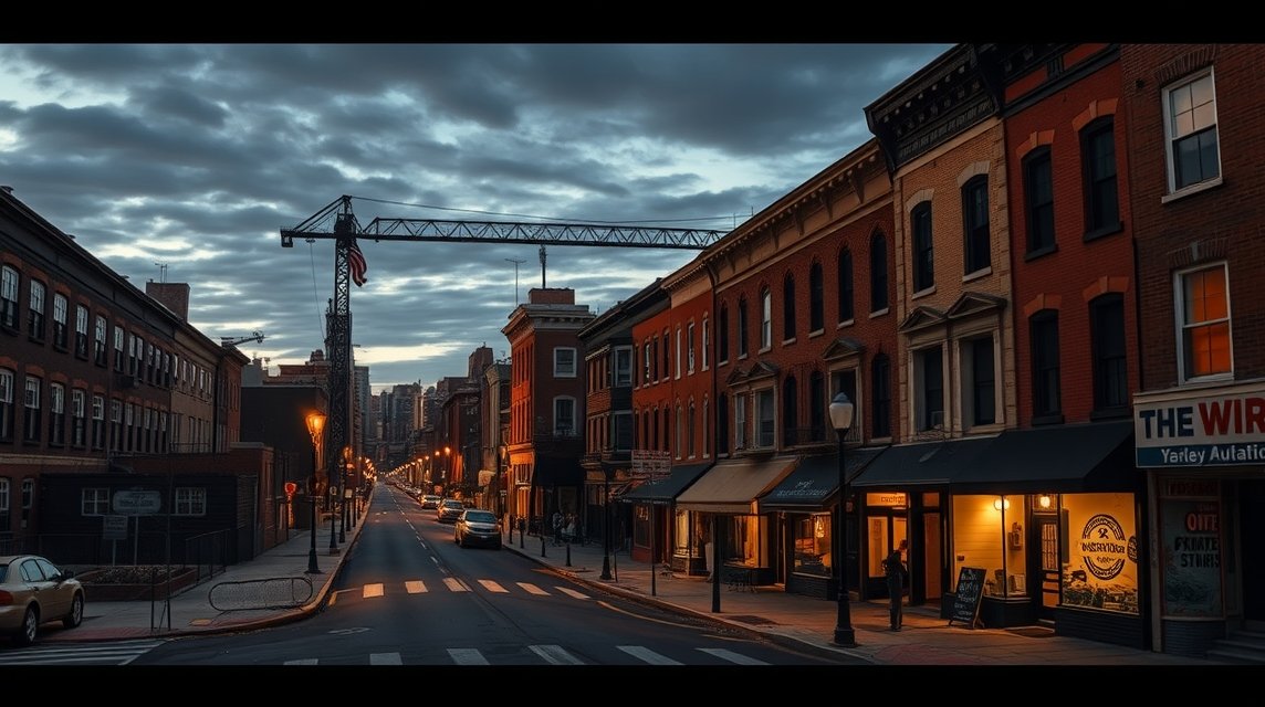 Baltimore városi utca, ismerős helyszínek a Drót sorozatból.