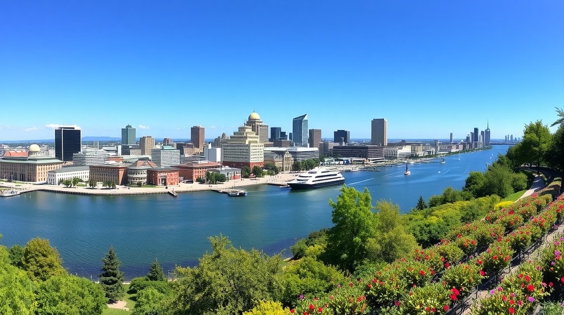 Baltimore városi panoráma a Federal Hill Parkból, Inner Harbor látványa