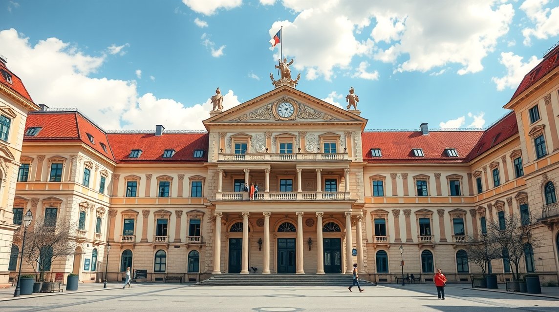 A Barokk Palota és a Művészeti Múzeum Temesváron, Romániában.
