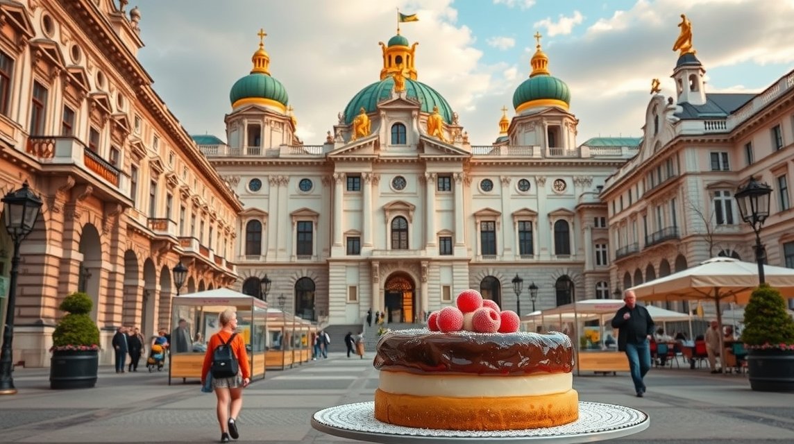 Sacher-torta Bécs híres látnivalói előtt
