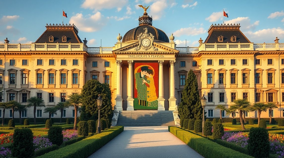 Belvedere kastély Bécsben Klimt Csók képével