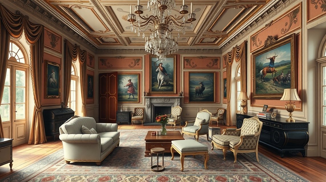 Betléri kastély elegáns belső terének részletei