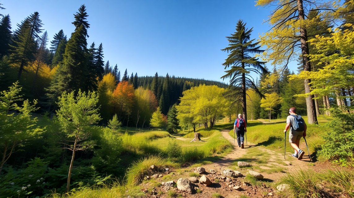 Túrázók a Teutoburgi-erdő gyönyörű ösvényein