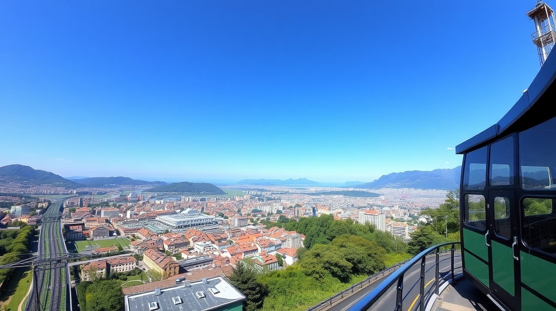 Kilátás Bilbao városára az Artxanda sikló tetejéről, csodás panorámával.