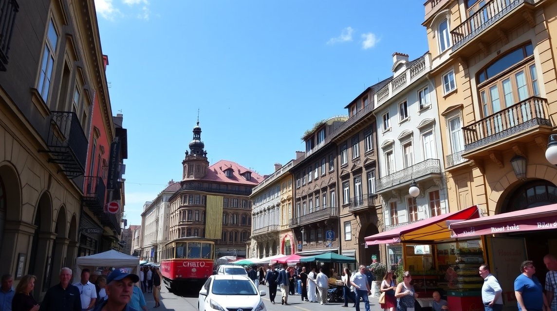 Séta Bilbao Casco Viejo óvárosában, színes boltok és épületek.