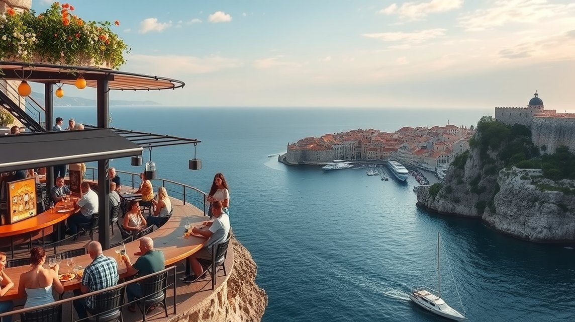 Buža Bar a sziklafalon Dubrovnik csodás kilátással