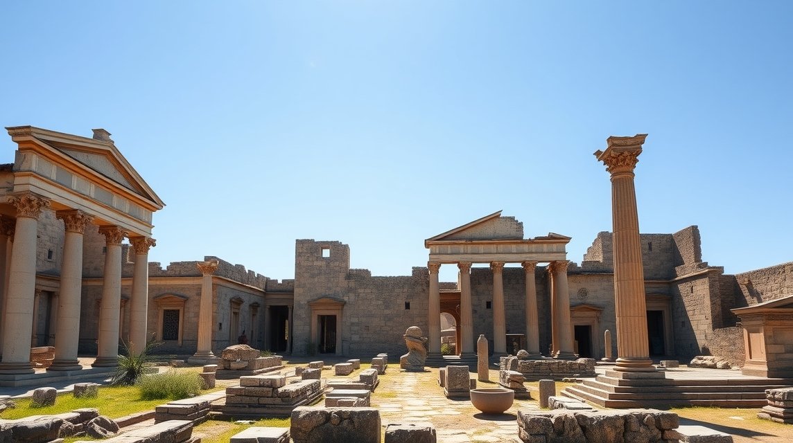 A Római Fórum negyed romjai Cartagenában, Spanyolországban.