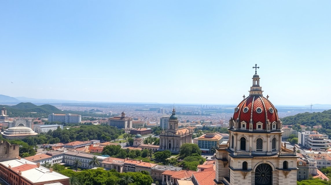 Kilátás Cartagena óvárosára és a tengerre a Castillo de la Concepciónból