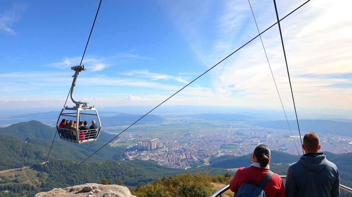 Felvonó a Cenk-hegy tetején Brassó fölött, csodás panorámával