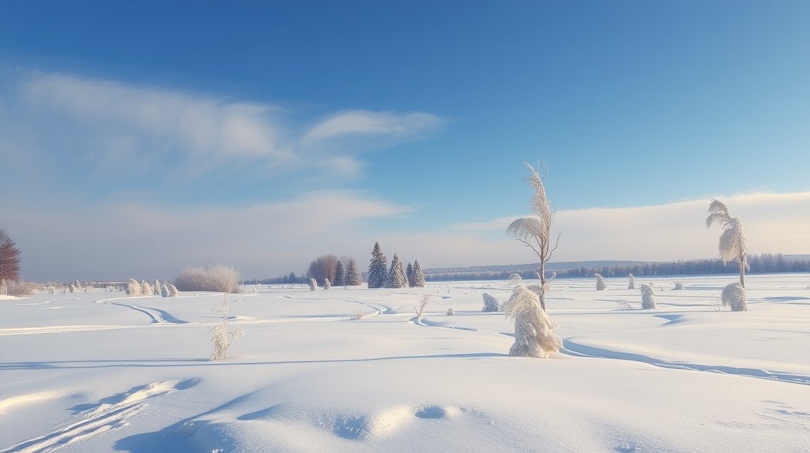 Téli táj, fagyos fák és hó borította táj Calgary közelében.