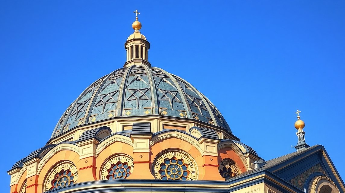 A Cion neológ zsinagóga kupolájának részlete Nagyváradon