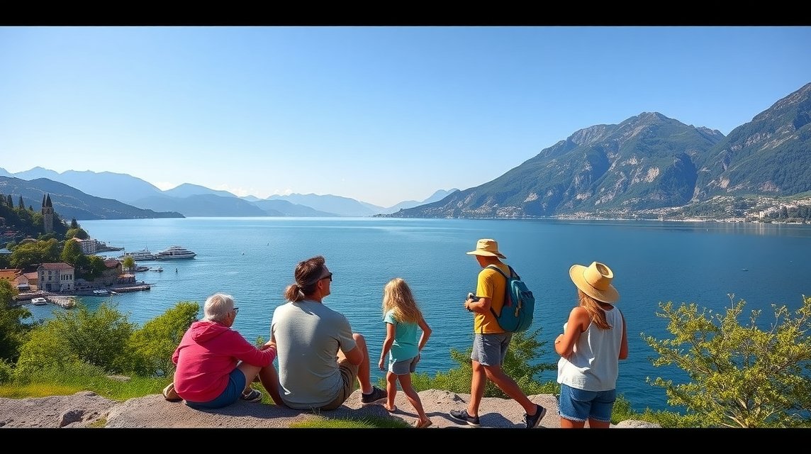 Családi kirándulás a Garda-tónál gyönyörű tájban.