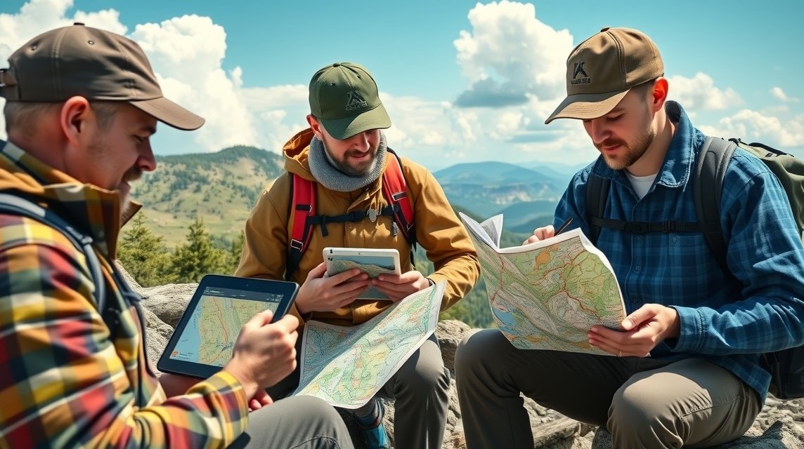 Digitális térkép vagy papír? – Így tervezz túrát a szeszélyes tavaszi időjárásban 1 Túratervezés digitális és papíralapú térképpel a szabadban.