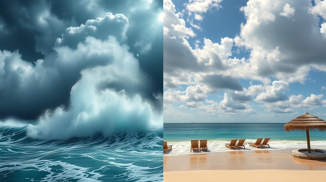 Zivataros és napfényes tengerparti időjárás a Dominikai Köztársaságban