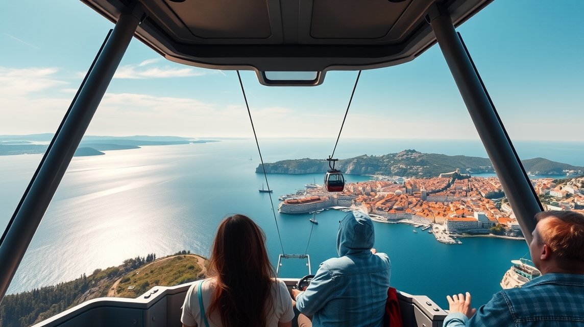 Kilátás a Dubrovnik fölött a Srđ-hegyi libegőről