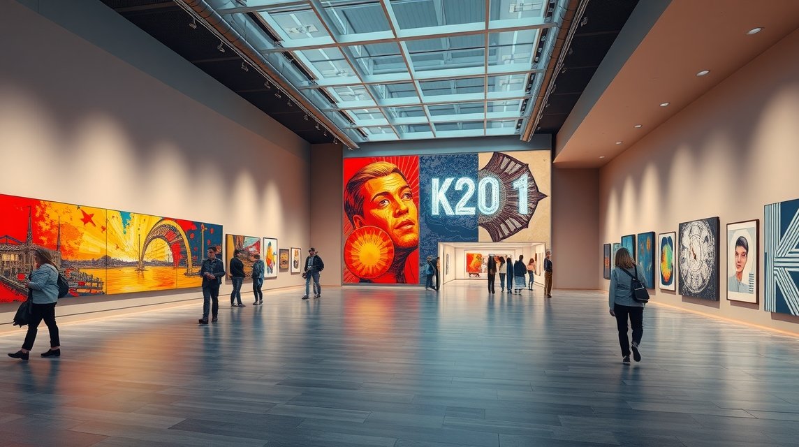 K20 művészeti gyűjtemény látogatói Düsseldorfban