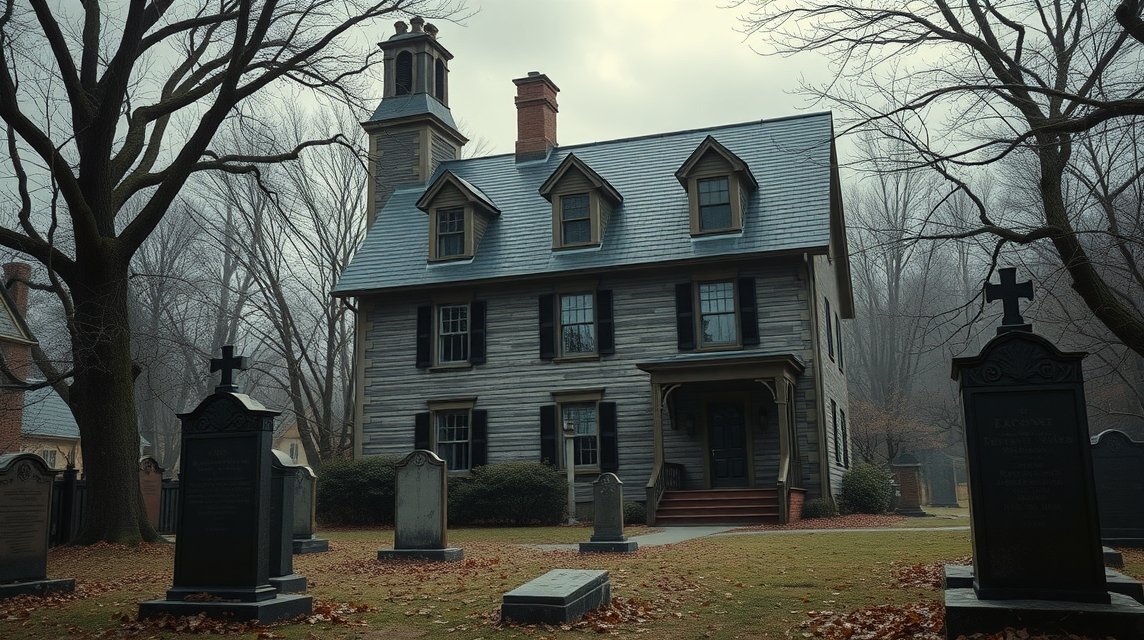 Edgar Allan Poe háza Baltimore-ban, körülötte sírok