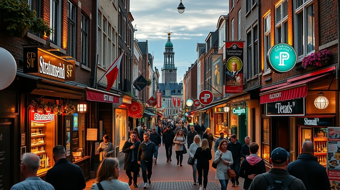 Stratumseind, Hollandia leghosszabb kocsmautcája éjszakai fényei