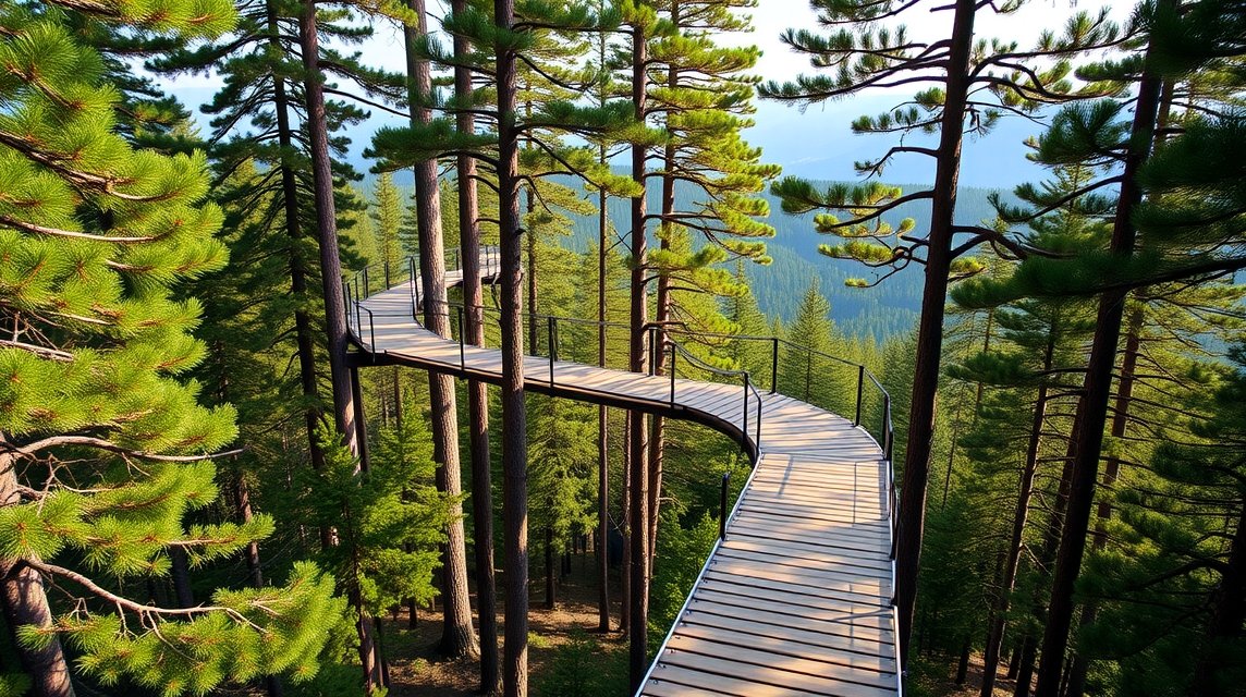 Lombkorona tanösvény a fenyők között a Bélai-Tátrában