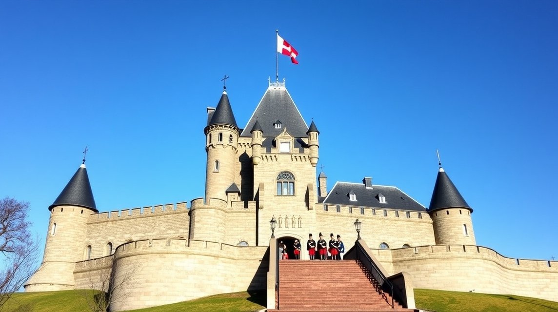 A Citadelle erődítmény Québecben, katonai őrségváltással.
