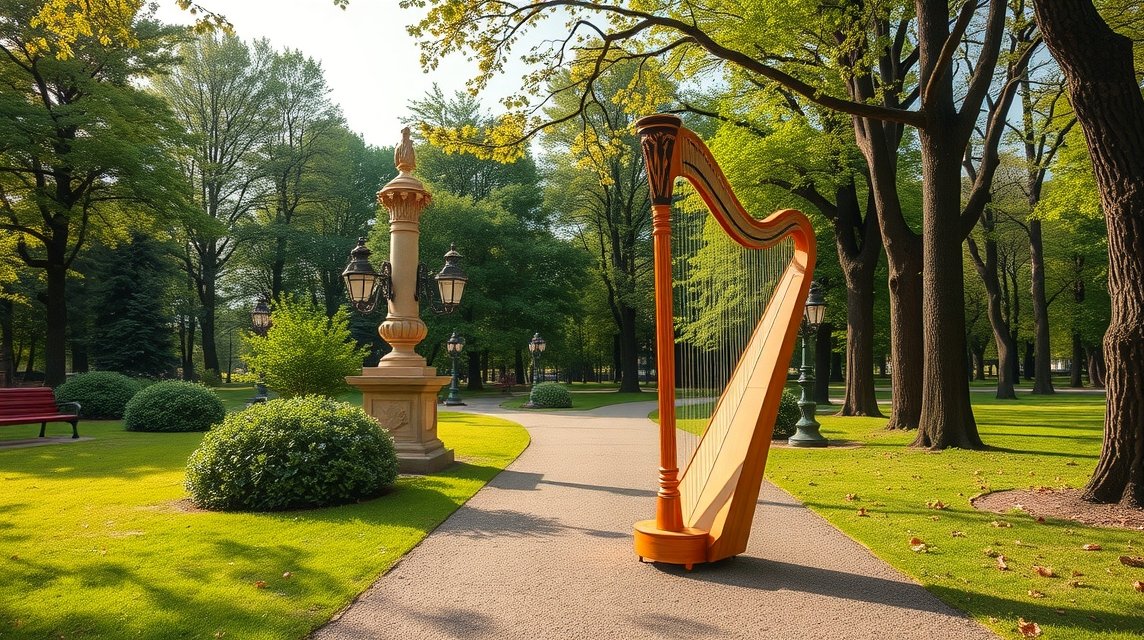 A hárfa a Copou Parkban, Jászvásár természeti szépségei között.