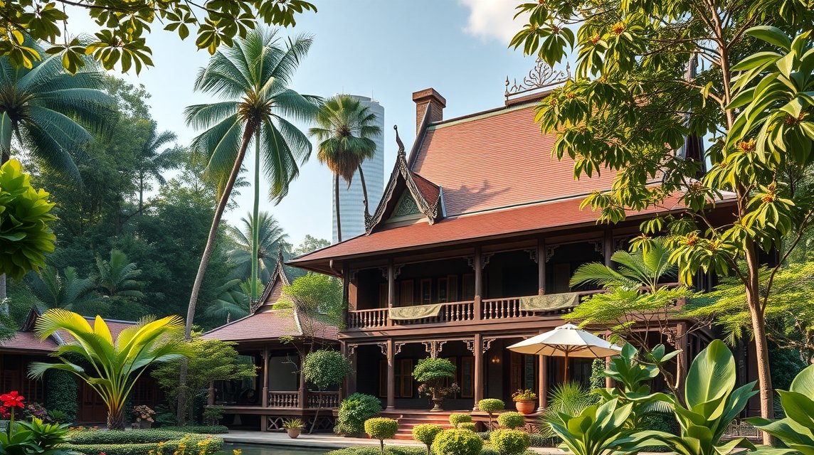 Bangkok látnivalók - A Jim Thompson Ház és a selyem története 1 Jim Thompson Ház Bangkokban, gyönyörű thai építészet és zöld környezet.