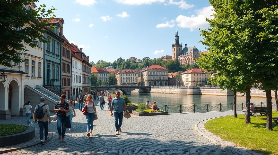 Séta a Kampa-szigeten, Prága gyönyörű tája