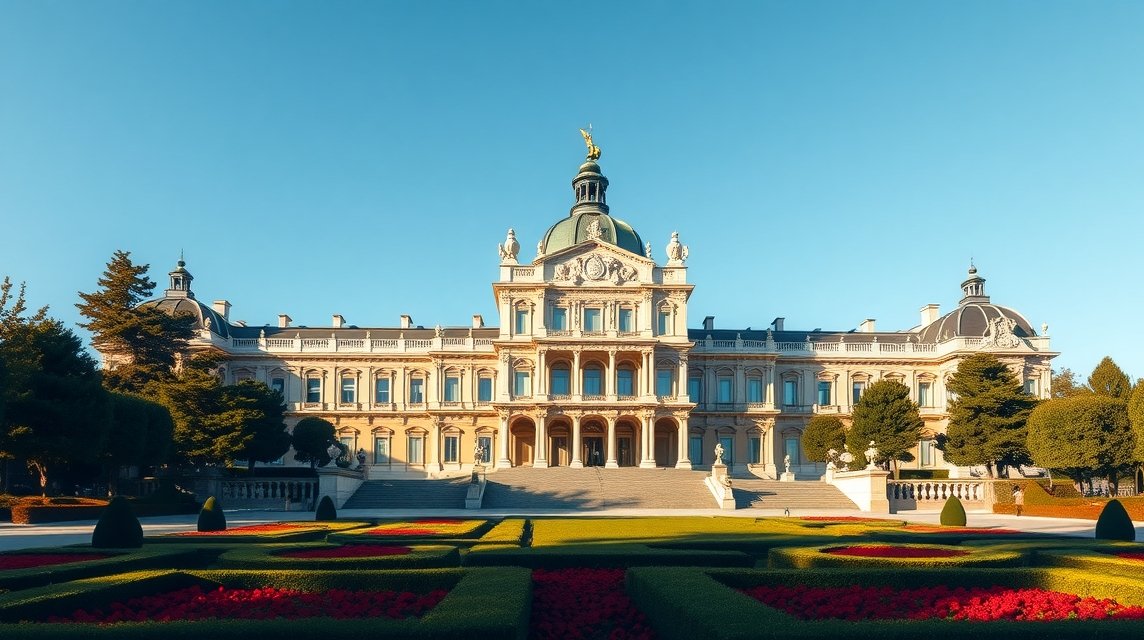 Torino Királyi Palota gyönyörű homlokzata és kertje