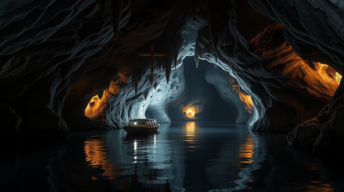 Csónakázás a Križna Jama barlang titokzatos világában