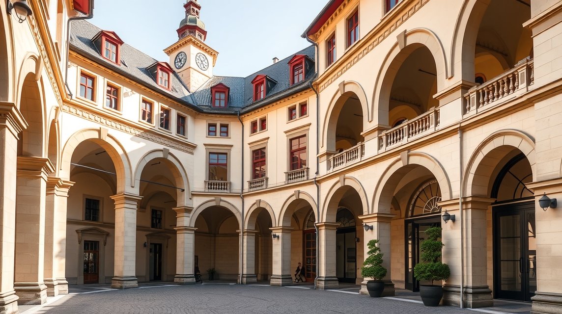 A Landhaus reneszánsz árkádos udvara Grazban, Ausztriában.