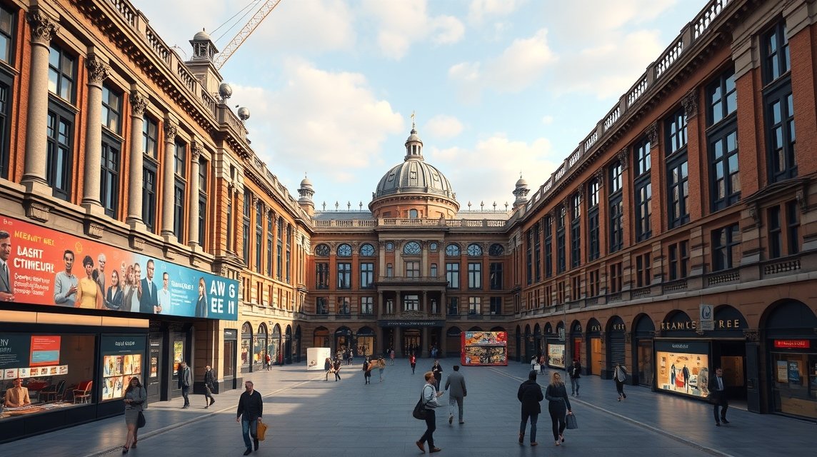 Manchester Tudományos és Ipari Múzeuma előtti tér