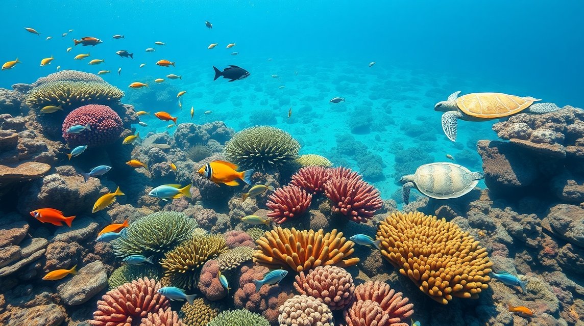 Színes korallzátonyok és trópusi halrajok a Mombasa Tengeri Nemzeti Parkban