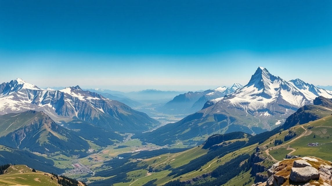 Zermatt látnivalók - Rothorn kilátópont 1 Rothorn kilátópont Zermatt panorámája a hegyekkel és völgyekkel.