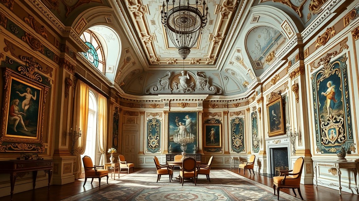 A Régi Érseki Palota díszterme Salzburgban, barokk építészet.