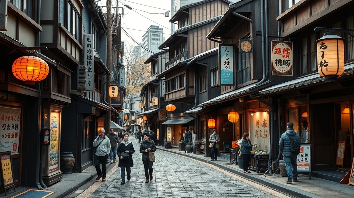 Sétálóutcák a Shikemichi történelmi negyedben Nagoyában