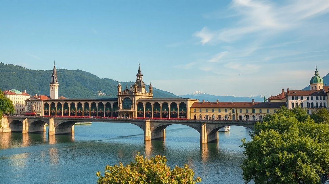 A Spreuer-híd, Luzern gyönyörű látképe és a környező hegyek