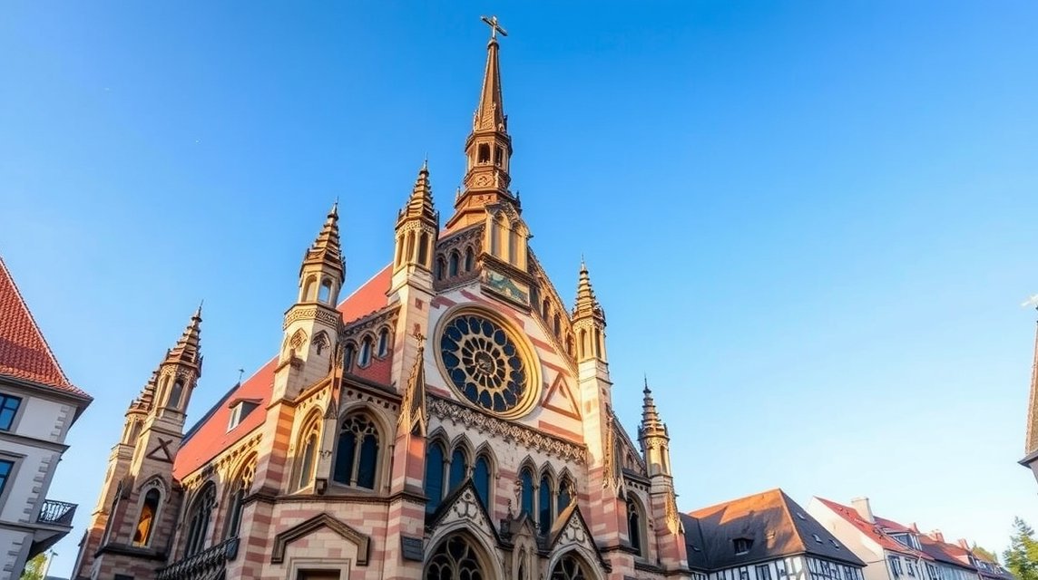 A Szent Lőrinc-templom gótikus építészete Nürnbergben.