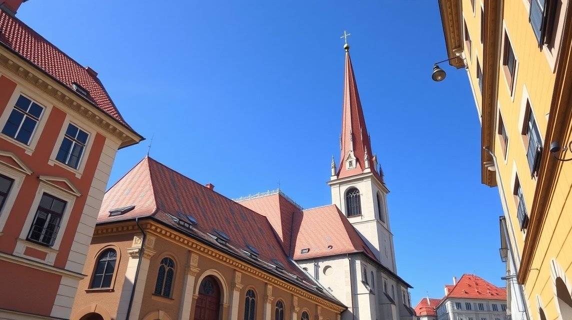 Zágráb Szent Márk-templom színes tetőcserepekkel