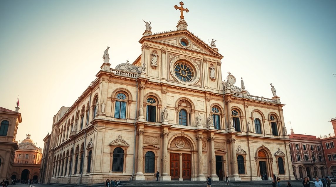 A Szent Miklós-bazilika impozáns homlokzata Bari városában