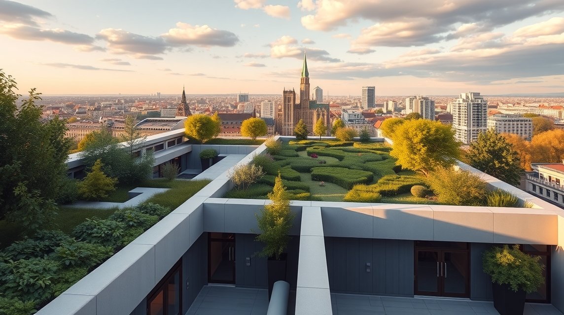 A Varsói Egyetemi Könyvtár tetőkertje csodálatos panorámával a városra.