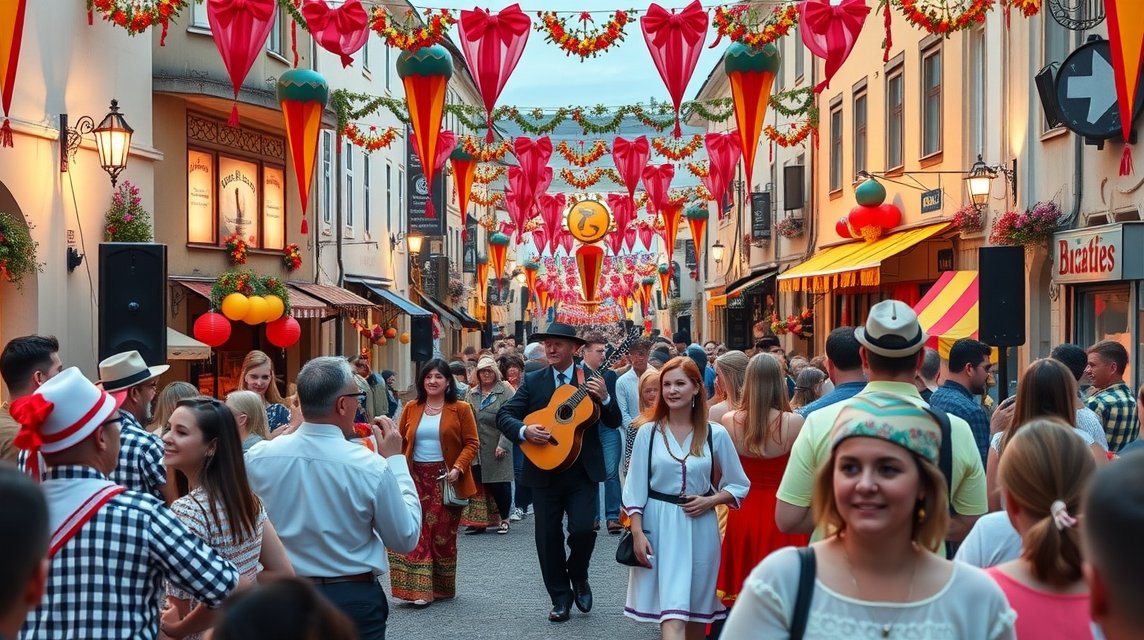 Vibráló forgatag Marosvásárhelyen, életteli utcai rendezvény.
